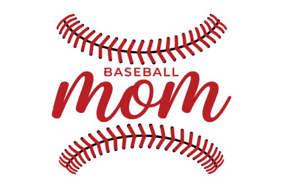 Baseball Mom Stitch Script Red SVG Graphics