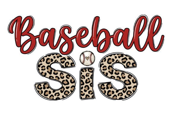 Baseball Sis Leopard Print Script SVG