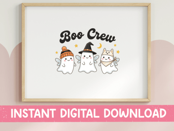 Boo Crew Ghost Trio Halloween Print: Graphics & T-Shirt Designs