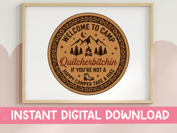 Camp Quitcherbitchin Leather Look SVG: Graphics for T-Shirt Designs & Local Branding