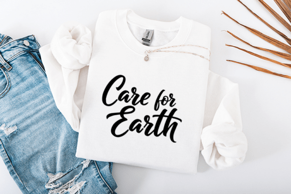 Care for Earth Script Eco Typography Graphics