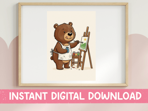 Cute Bear Painting Art Easel Design