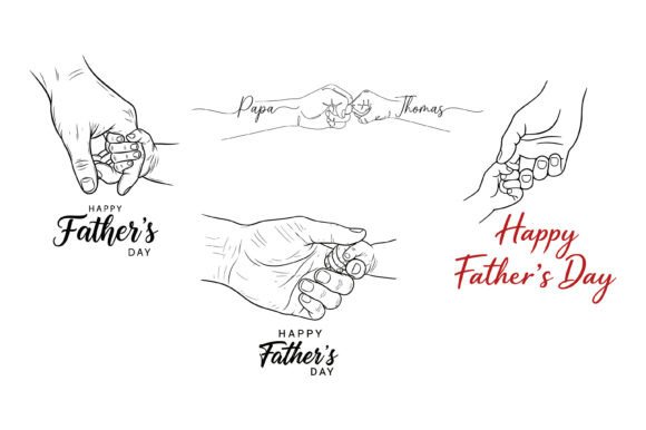 Happy Fathers Day Line Art Bundle: Graphics and T-Shirt Designs