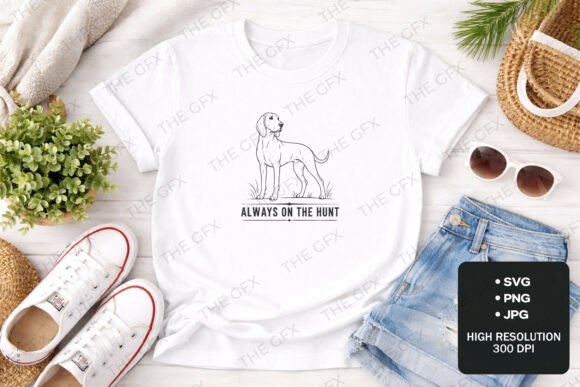 Hound Dog Always on the Hunt Line Art Graphics