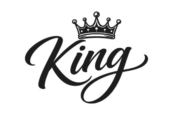 King Crown Elegant Script Lettering SVG: Graphics for T-Shirt Designs & Editorial Use
