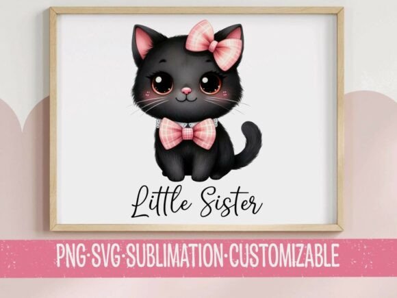 Little Sister Black Cat SVG PNG: T-Shirt Designs & Graphics