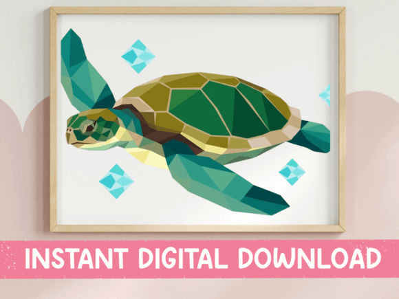 Low Poly Sea Turtle Ocean Art Graphics