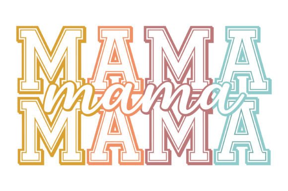 Mama Colorful Varsity Script Typography