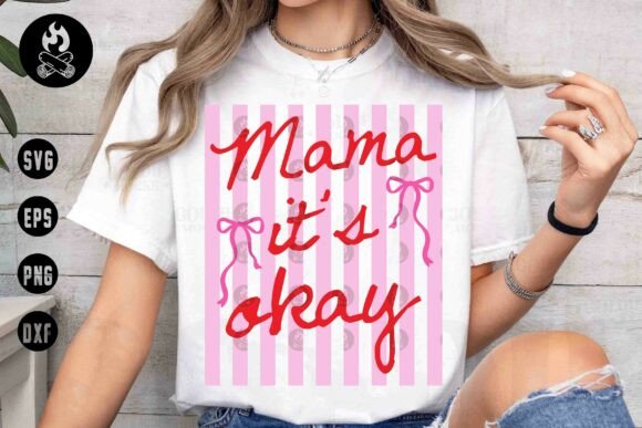 Mama It’s Okay Retro Pink Stripes Bow