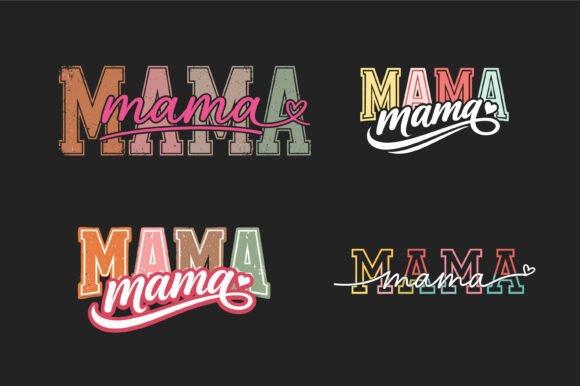 Mama Retro Colorful Varsity Script Graphics & T-Shirt Designs