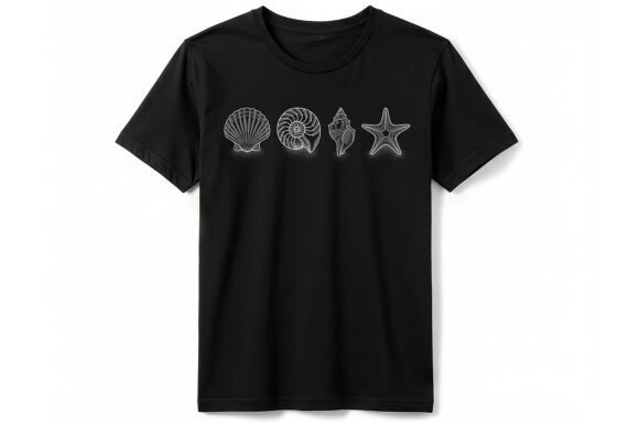 Minimalist Sea Shells Line Art T-Shirt Graphics