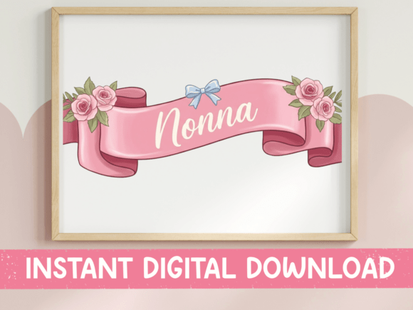 Nonna Floral Ribbon Banner Script Graphics for T-Shirt Designs