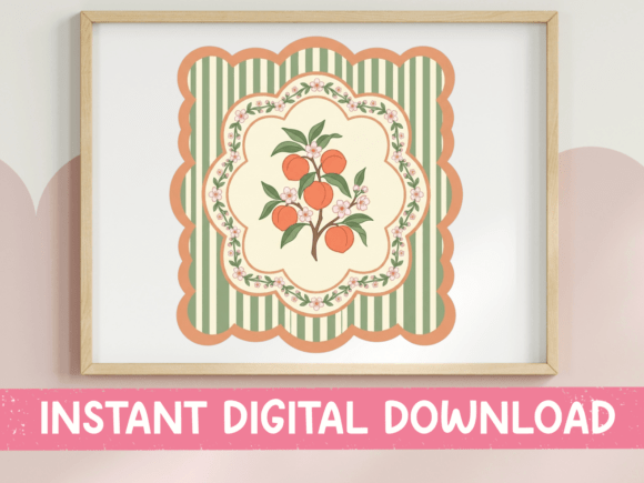 Orange Botanical Scalloped Wall Art: Graphics for T-Shirt Designs